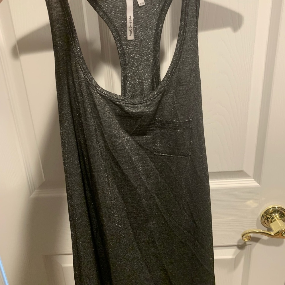 Michael Stars muscle cut racer back glittery tank